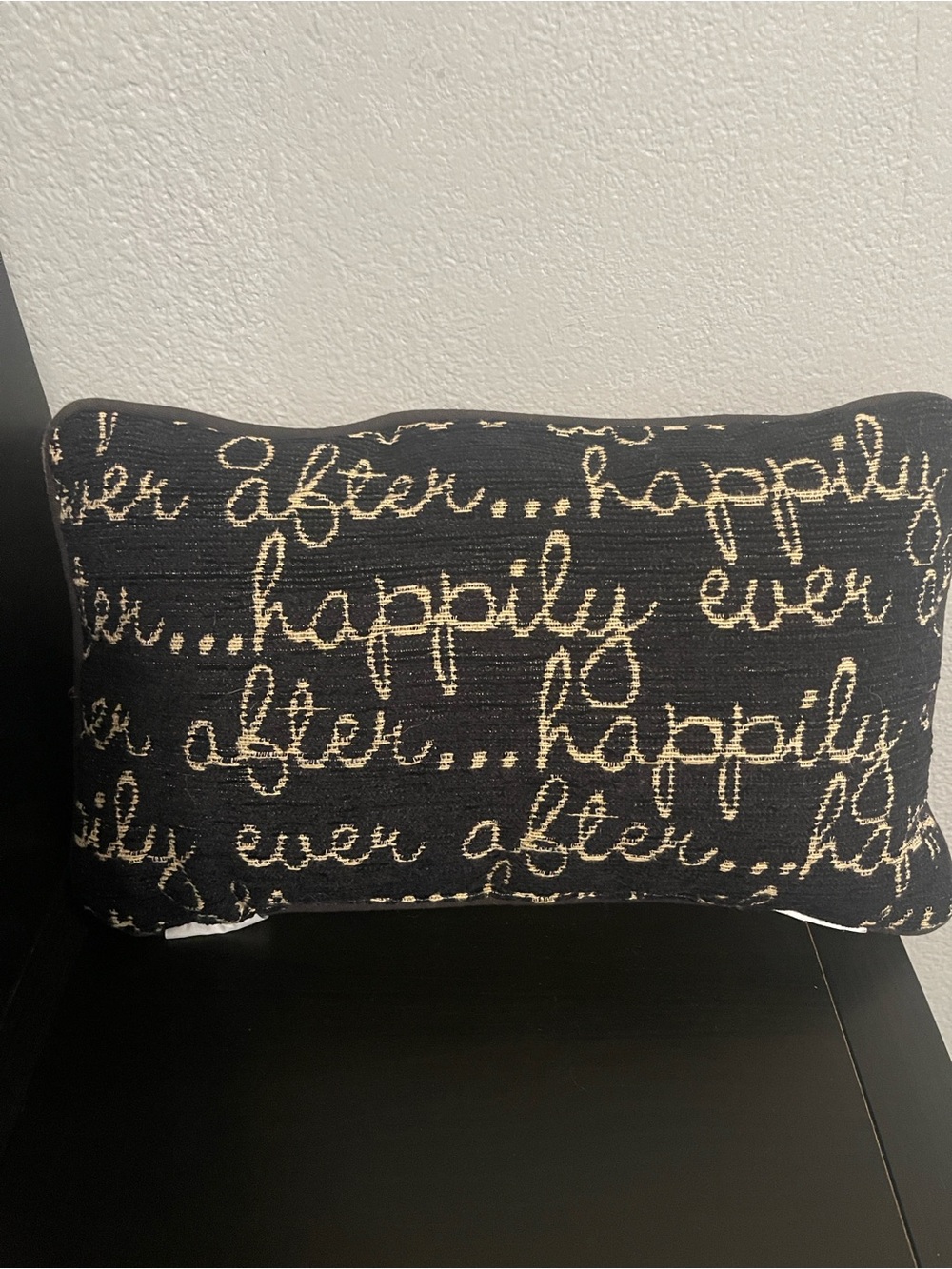 Disney Parks ‘Happily Ever After” and “Once Upon a Time” Pillow -Black and Cream